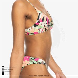 Conjunto de Bikini de 2 Piezas con Estampado Floral para Mujer, Top Triangular, Braguita Cheeky, Logotipo Personalizado en la Parte Delantera, Traje de Baño, Ropa de Playa de Verano - Product Image 5