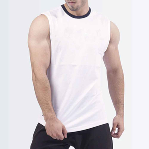 Débardeur blanc sans manches pour homme, col rond, coton uni, respirant, style décontracté - Product Image 2