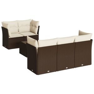 Conjunto de Sofás de Jardín en Color Crema, Blanco y Marrón - Product Image 2