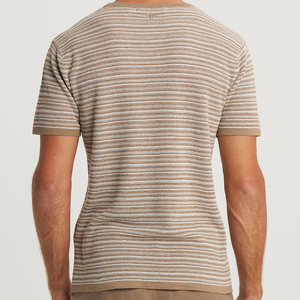 T-shirts en lin et coton pour hommes, t-shirt à manches courtes pour hommes, t-shirt en tricot à col rond pour l'été, t-shirts personnalisés avec logo - Product Image 3