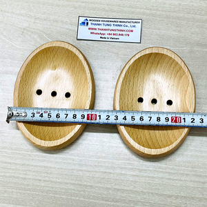 Wooden Soap Dish With Drainage Holes Anti-Slip Natural Finish Simple Shape Design Made in - Product Image 5