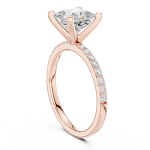 Anillo Solitario de Moissanita con Corte Princesa y Banda con Acentos de Pavé – Anillo de Promesa de Plata de Ley con Baño de Oro Rosa, Regalo para Ella - Product Image 2