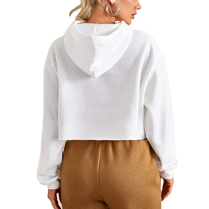 Sweat à capuche court pour femme en Spandex/Coton, fabriqué au Pakistan, avec impression de logo multicolore personnalisée et badge en cristal, idéal pour l'hiver et l'automne - Product Image 2