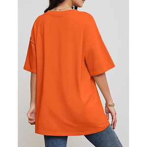 <b>T</b>-<b>Shirt</b> Solid Color Loose Fit Short Sleeve Cotton Jersey Women's <b>Oversized</b> <b>V</b>-<b>Neck</b> - Product Image 6