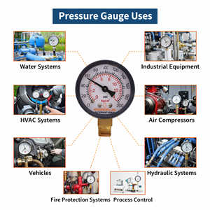 Hydroplus International Analog Pressure <b>Gauge</b> 0-200 psi Gas Brass Bottom Connection Stainless Steel BSP <b>Thread</b> - Product Image 5
