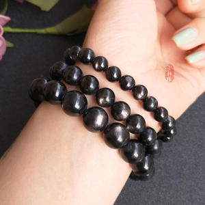 Aamna Gems Natural Hypersthene Stone Beads Tumbled Chips <b>Black</b> <b>Polished</b> Oval Cut Loose Beads for Jewelry Making DIY - Product Image 5
