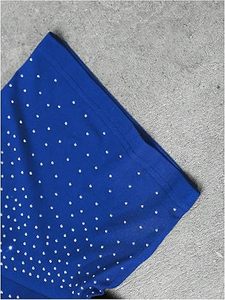 T-shirt bleu entièrement orné de strass pour homme, personnalisé avec des cristaux argentés, streetwear, fabricant OEM - Product Image 6