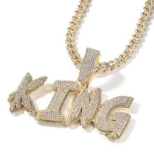 Collier personnalisé à double couche avec pendentif lettre initiale épingle en zircon cubique, chaîne de haute qualité pour homme, tendance et élégant - Product Image 2