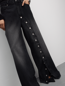 Jeans à jambes larges pour femmes grandes tailles avec broderie florale exquise et perles, denim élégant, décontracté, à porter au quotidien, détails tendance - Product Image 3
