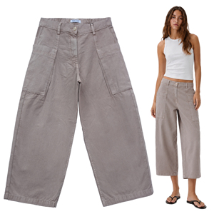 Pantalon court pour femme Master Textile, taille mi-haute, coupe large, avec poches plaquées surpiquées et taille élastiquée - Product Image 1