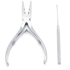 Pro Hair Extension Two Hole Pliers with Needle Micro Link Ring Bead Closer Tool - Product Image 5