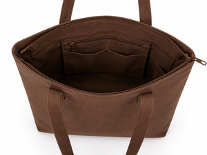 300gsm Brown Canvas <b>Tote</b> Bag Zipper Closure Cotton Shopping Bag 16x14x5 Custom Logo Eco Friendly Reusable Heavy Duty Polyester - Product Image 4