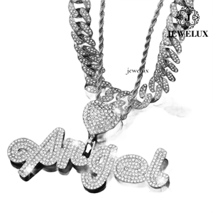 Export Quality Men's 22K Gold Plated Cuban Chain <b>Necklace</b> With Moissanite Letter Pendant Hiphop <b>Statement</b> Jewelry Rope Chain - Product Image 2