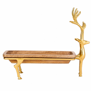 Plateau de service rustique en bois en forme de cerf, plateau décoratif pour collations en forme de renne, centre de table de Noël - Product Image 5