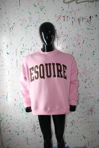 ESQUIRE PINK <b>Mock</b> <b>Neck</b> Sweatshirt 100% BROWN Applique Embroidery wide <b>neck</b> Sweatshirt Finer Threads - Product Image 2
