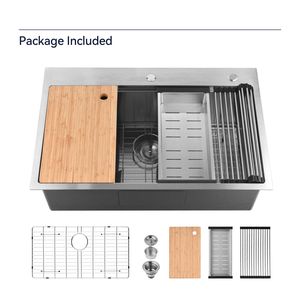 Lavello da Cucina Moderno a Vasca Singola 84 cm x 56 cm, Fatto a Mano in Acciaio Inossidabile S304, Kit Workstation Multifunzionale da Incasso - Product Image 2