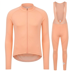 Ensemble cycliste personnalisé pour hommes en tissu extensible quadridirectionnel Spandex/Polyester, séchage rapide, respirant, maillot et cuissard à bretelles – Vente en gros - Product Image 1