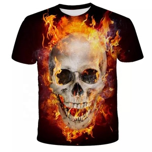 Camiseta de poliéster unisex de verano, venta al por mayor, moda, 3D Calavera, impresión personalizada, cuello Polo, cuello redondo, deporte, Golf XL, incluye parches - Product Image 3
