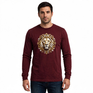 Camiseta de Manga Larga Estampada para Hombre, Diseño Personalizado, Cuello Redondo, Estampado Informal, 100% Algodón, Tejido de Punto, Ecológico, Corte Regular BD - Product Image 5