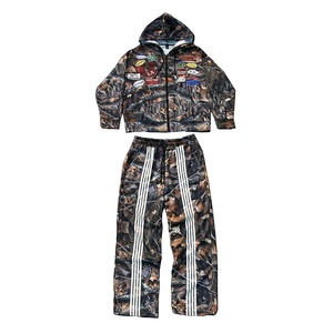 2025ชุดวอร์มมีฮู้ดลายพรางและกางเกงวอร์มแนวสตรีทพิมพ์ลาย DTG สำหรับฤดูหนาวไซส์พิเศษ - Product Image 1