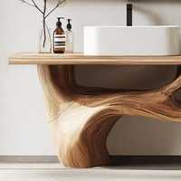 Handmade floating vanity bathroom sink walnut vanity live edge vanity vessel sink farmhouse mirror console table bathroom decor