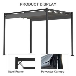 Pergola Gazebo da Giardino 10x7 FT con Tettoia Retrattile per Patio Esterno, Parco, Villa - Grigio Metallico - Product Image 5