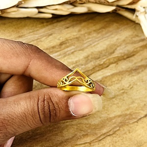 Trendy Design Chevron V Shape <b>Ring</b> Boho Brass <b>Rings</b> For Women 18k Gold Plated Filigree <b>Wave</b> Band <b>Ring</b> For Wholesale/OEM/ODM - Product Image 4