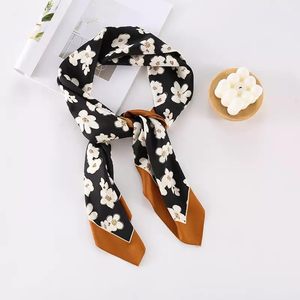 Women Fashionable Silk <b>Scarves</b> Shawls Smooth Lightweight Fabric Decorative Floral Print Elegant Neck Shoulder <b>Head</b> Wrap - Product Image 2