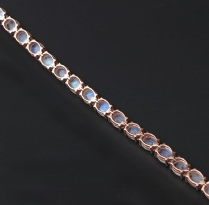 Natural White Rainbow Stone Gold Plated 925 Sterling Silver <b>Charm</b> Bracelet Luxury Fine Jewelry for Women - Product Image 3