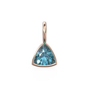 Swiss Blue Topaz 5mm 14k Yellow <b>Solid</b> <b>Gold</b> Charm <b>Pendant</b> Bezel Jewelry Finding / November Birthstone / Trillion Cut Blue - Product Image 6