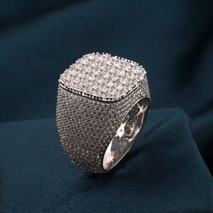 Moissanite Round Diamond <b>Mens</b> <b>Pinky</b> Band <b>Ring</b> 925 Sterling Silver Fine Hip Hop Jewelry For Engagement Party Gift For Friends - Product Image 3