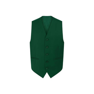 Gilet formel vert foncé pour homme, col en V, simple boutonnage, couleur unie, en polyester, pour costumes, collection printemps - Product Image 1