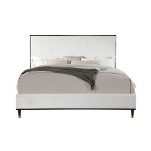 Letto E. King Carena Rivestito in Tessuto Grigio Chiaro - Product Image 2
