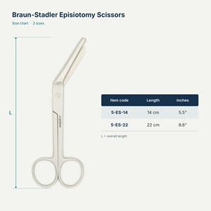 Brun Stadler Episiotomy Scissors 14cm 22cm Angled Blunt Blades Stainless Steel Surgical Gynecology Scissors Reusable - Product Image 4