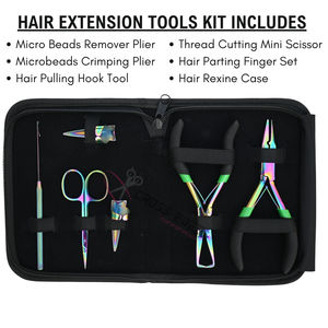 Kit de Herramientas para Extensiones de Cabello Todo en Uno con Alicates de 5 Pulgadas, Alicates para Remover Microperlas, Tijeras y Gancho para Cabello en Estuche de Rexine - Product Image 2