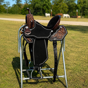Silla de montar western premium tallada a mano para carreras de barriles, de cuero genuino, para equipo ecuestre |   Suministro al por Mayor de Productos de Calidad de Exportación de la India 26 OEM - Product Image 1