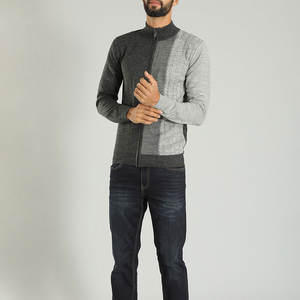 Suéteres de punto gruesos con cremallera y cuello alto para hombre, 100% lana/forro polar, color liso, estilo casual a rayas, venta al por mayor de ropa urbana - Product Image 4