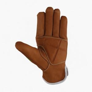 Guantes de Trabajo de Cuero Marrón y Verde con Dedos Texturizados, Antideslizantes, con Muñequera Elástica, Guantes de Seguridad de Uso General - Product Image 5