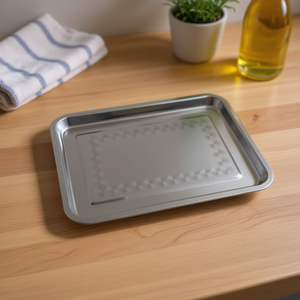 Plateau de rangement minimaliste en acier inoxydable à un seul niveau 36x27x2CM Bandeja Inox pour usage en cuisine - Product Image 3
