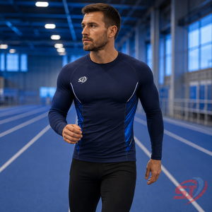Camiseta de manga larga para hombre, ropa de entrenamiento de compresión transpirable personalizada - Product Image 3