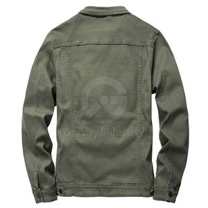 แจ็คเก็ตยีนส์ผู้ชายคุณภาพสูง ผ้าฝ้าย 100% สำหรับฤดูหนาว เป็นมิตรต่อสิ่งแวดล้อม ระบายอากาศได้ดี มีโลโก้ด้านหน้า ขั้นต่ำในการสั่งซื้อน้อย สินค้ามาใหม่ - Product Image 2