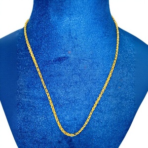 Élégante Chaîne torsadée en or massif 22 carats avec accents en forme de barillet, Collier en or jaune véritable certifié BIS, Bijou - Product Image 1