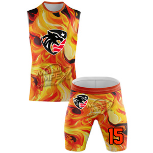 Mashadi IMPEX Ensemble de maillot sublimé avec imprimé flamme, débardeur, short, sac à dos, vêtements de sport unisexe pour adultes - Product Image 4