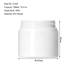 Custom 500ML White Round PET Wide Mouth <b>Jar</b> - 16.9 oz <b>Plastic</b> Container for Body Butter Cream Hair Cosmetic Packaging - Product Image 5