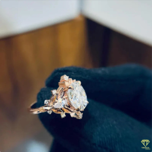 Premium Round Cut Moissanite Engagement <b>Ring</b> Crafted In 925 Sterling Silver With Vintage Inspired Floral Detailing - Product Image 6