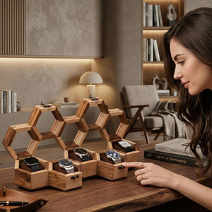 Caja de Almacenamiento para Relojes de Bambú, Caja de Madera para Coleccionistas de Relojes con Diseño con Cerradura de AYAANS - Product Image 5