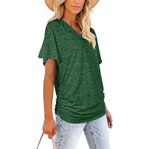 High Quality Custom Colors & Sizes Wholesale Price Breathable OEM Canvas Women's V-neck Short Sleeve T-<b>Shirt</b> Custom Logo - Product Image 4