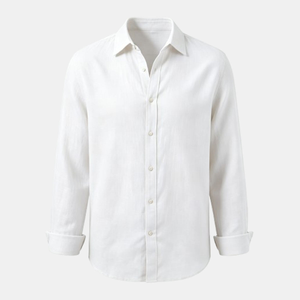 Chemise Homme Personnalisée en Coton et Lin Respirante à Manches Longues Boutonnée Couleur Unie pour l'Été – Vente en Gros de Vêtements de Plage - Product Image 1