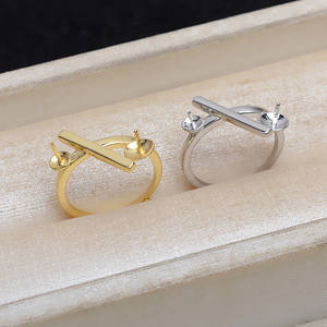 จี้เงินแท้ S925 รูปทรง X ประดับมุกคู่ อุปกรณ์ตกแต่งมุก DIY แหวนแบบปรับแต่งได้สำหรับผู้หญิง ชุดฐานเปล่าสำหรับทำเครื่องประดับ - Product Image 4