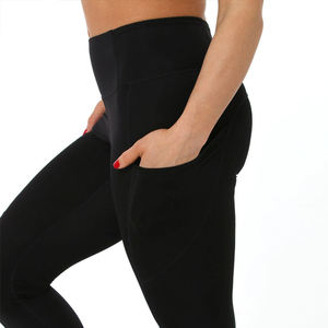 Leggings Negros de Cintura Alta, Térmicos, Sin Costuras, Casuales, Elásticos, de Punto, Spandex, Nailon, para Todas las Temporadas - Product Image 4